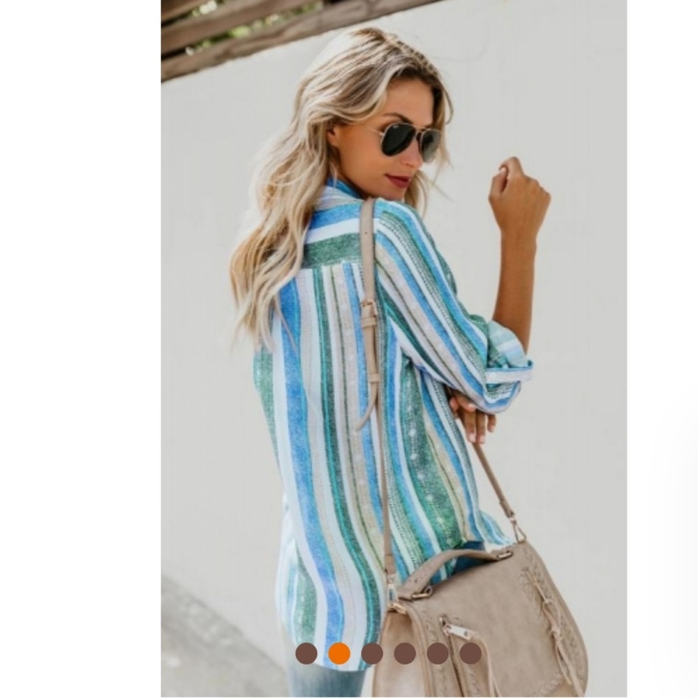 Striped button down top - Picture 2 of 4
